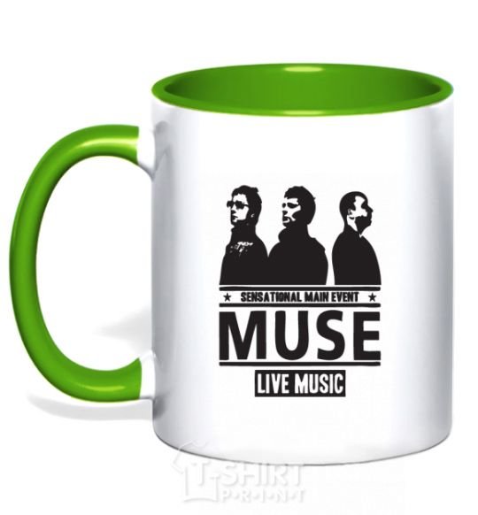 Mug with a colored handle Muse group kelly-green фото