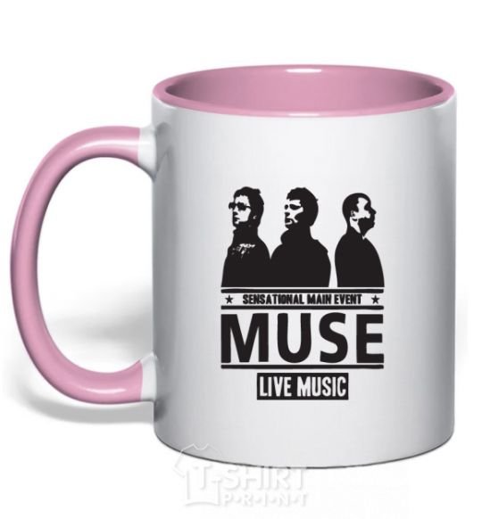 Mug with a colored handle Muse group light-pink фото