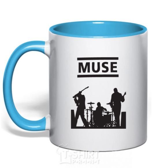 Mug with a colored handle Muse siluet sky-blue фото