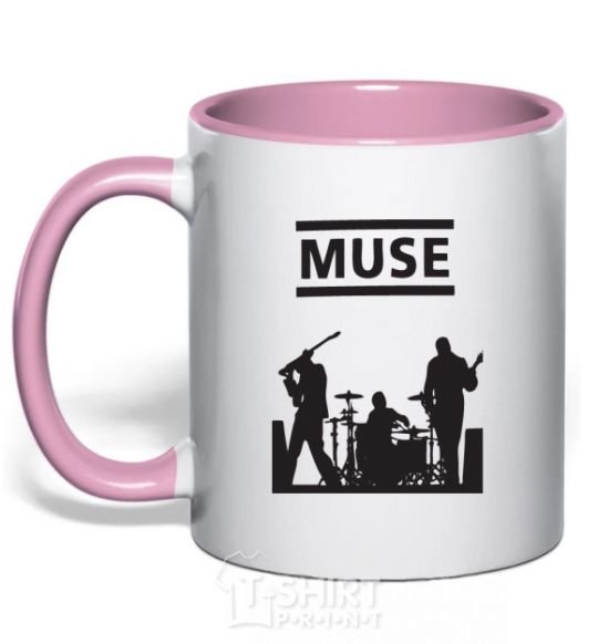 Mug with a colored handle Muse siluet light-pink фото