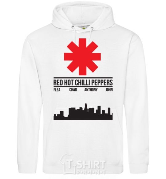 Men`s hoodie Red hot chili peppers city White фото