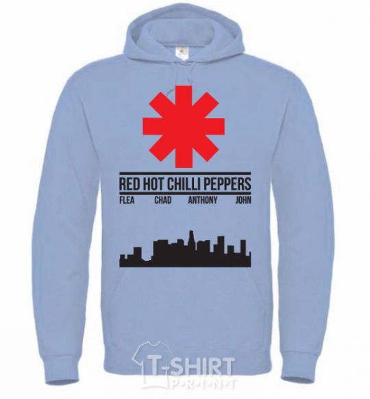 Men`s hoodie Red hot chili peppers city sky-blue фото