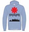 Men`s hoodie Red hot chili peppers city sky-blue фото