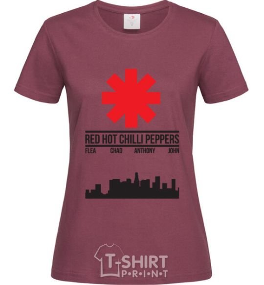 Women's T-shirt Red hot chili peppers city burgundy фото