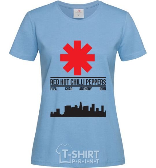 Women's T-shirt Red hot chili peppers city sky-blue фото