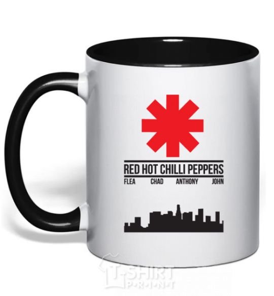 Mug with a colored handle Red hot chili peppers city black фото