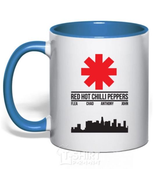 Mug with a colored handle Red hot chili peppers city royal-blue фото