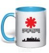 Mug with a colored handle Red hot chili peppers city sky-blue фото