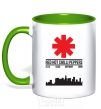 Mug with a colored handle Red hot chili peppers city kelly-green фото