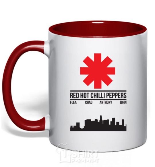 Mug with a colored handle Red hot chili peppers city red фото