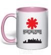 Mug with a colored handle Red hot chili peppers city light-pink фото