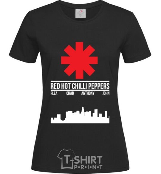 Women's T-shirt Red hot chili peppers city black фото