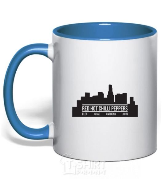 Mug with a colored handle Red hot chili peppers little city royal-blue фото