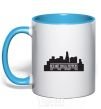 Mug with a colored handle Red hot chili peppers little city sky-blue фото