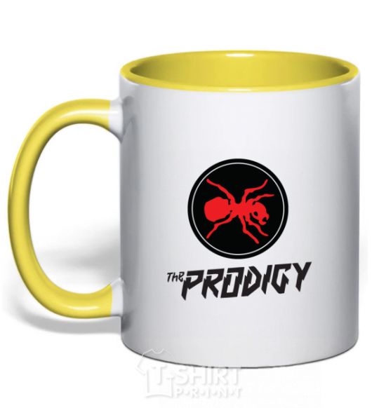 Mug with a colored handle The prodigy yellow фото