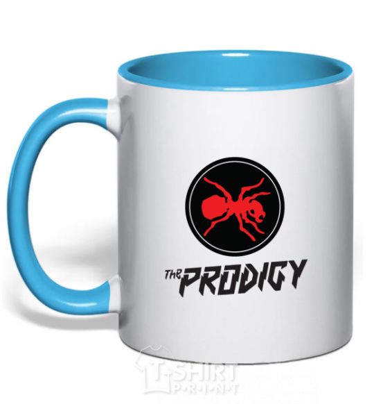 Mug with a colored handle The prodigy sky-blue фото