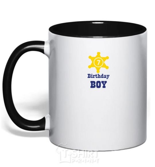 Mug with a colored handle Birthday Boy black фото