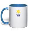 Mug with a colored handle Birthday Boy royal-blue фото