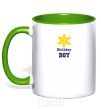 Mug with a colored handle Birthday Boy kelly-green фото