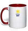 Mug with a colored handle Birthday Boy red фото