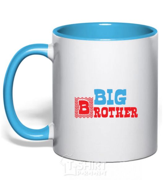 Чашка с цветной ручкой Big brother V.1 Голубой фото