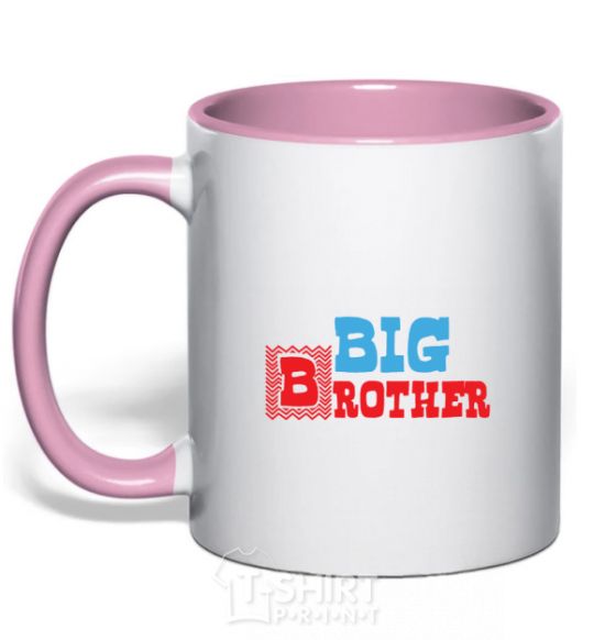 Чашка с цветной ручкой Big brother V.1 Нежно розовый фото