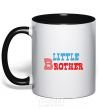 Mug with a colored handle Little brother black фото