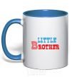 Mug with a colored handle Little brother royal-blue фото