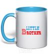 Mug with a colored handle Little brother sky-blue фото