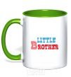 Mug with a colored handle Little brother kelly-green фото