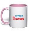 Mug with a colored handle Little brother light-pink фото