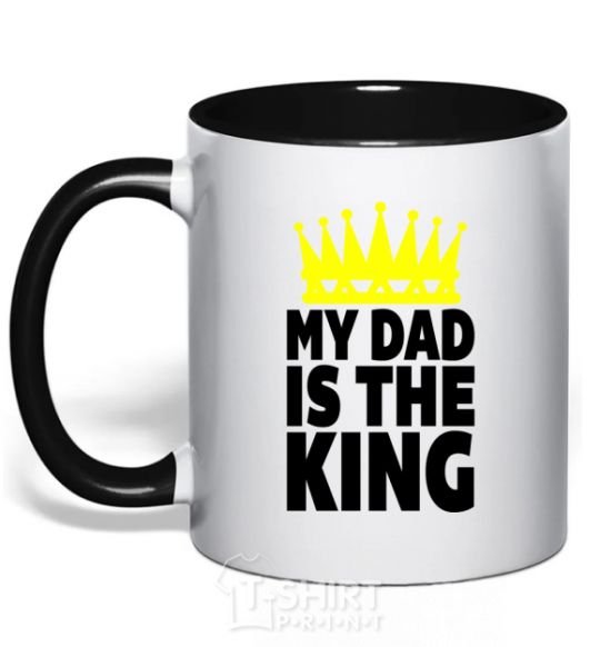 Mug with a colored handle My dad is king black фото