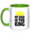 Mug with a colored handle My dad is king kelly-green фото