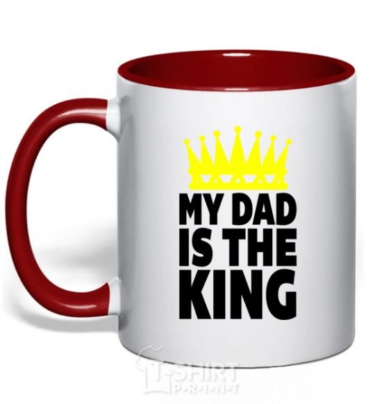 Mug with a colored handle My dad is king red фото