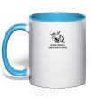 Mug with a colored handle Get out of the habit of fishing with a matchstick sky-blue фото