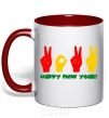Mug with a colored handle Fingers 2022 red фото