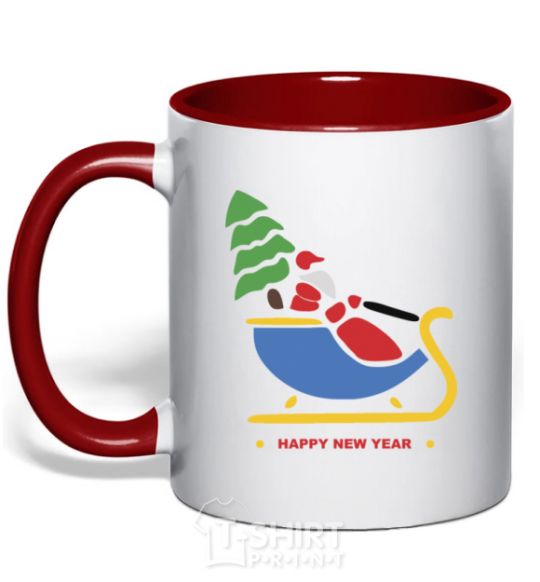 Mug with a colored handle RIDING SANTA red фото