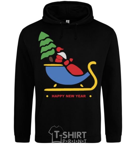 Men`s hoodie RIDING SANTA black фото