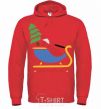 Men`s hoodie RIDING SANTA bright-red фото