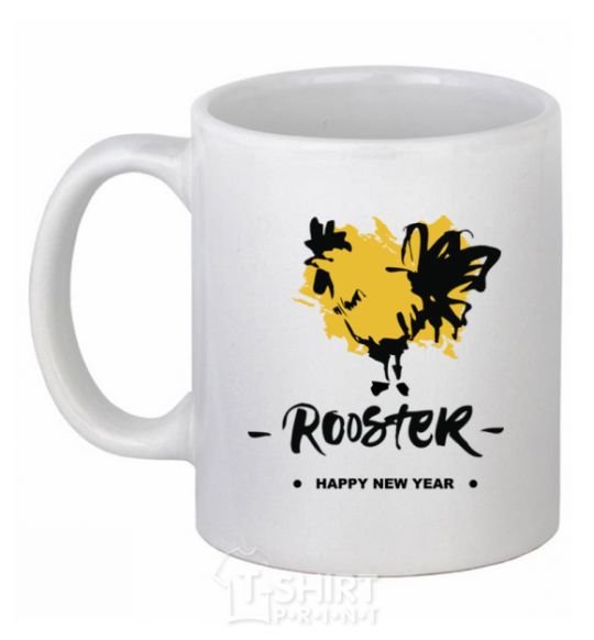 Ceramic mug Rooster White фото