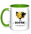 Mug with a colored handle Rooster kelly-green фото