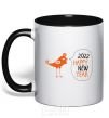Mug with a colored handle Happy new year rooster black фото