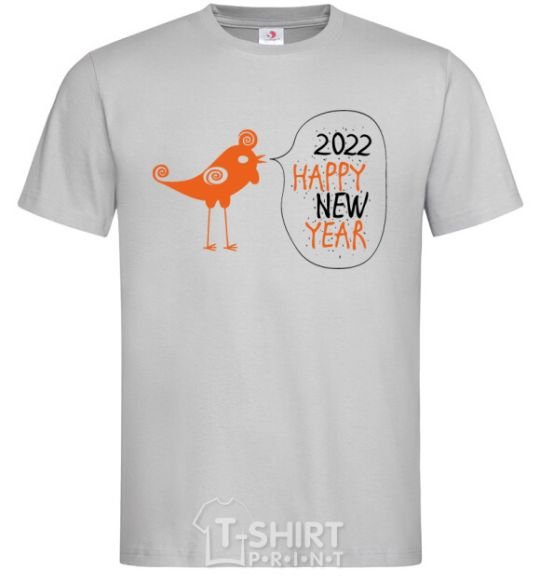 Men's T-Shirt Happy new year rooster grey фото