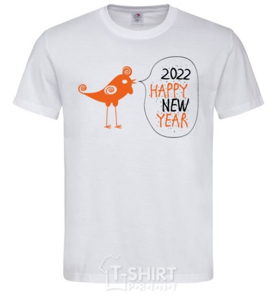 Men's T-Shirt Happy new year rooster White фото