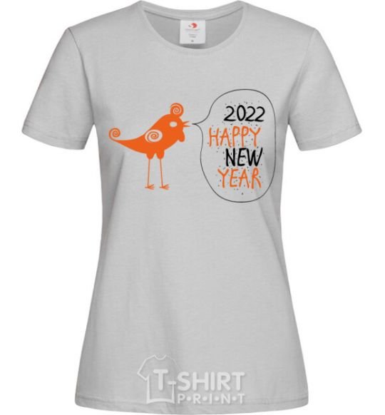 Women's T-shirt Happy new year rooster grey фото