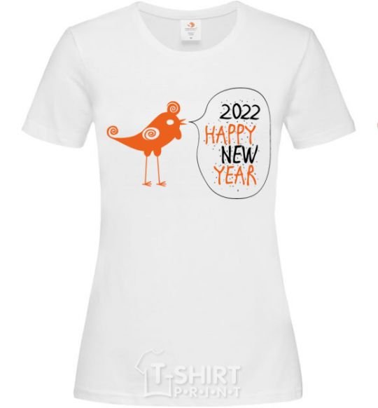 Women's T-shirt Happy new year rooster White фото