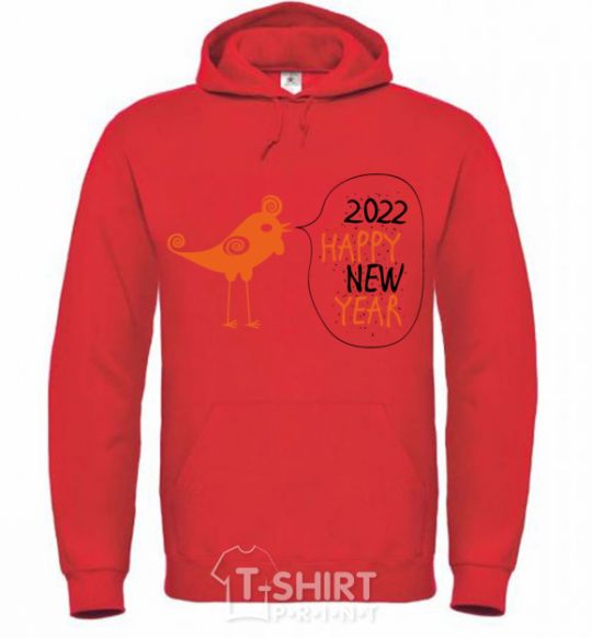 Men`s hoodie Happy new year rooster bright-red фото
