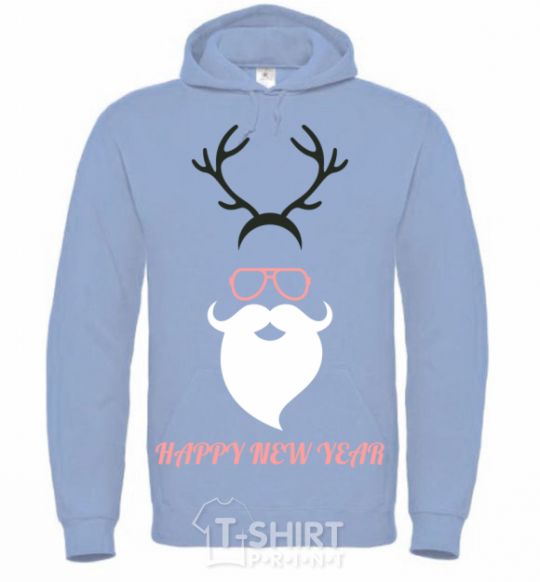 Men`s hoodie Hipsta new year sky-blue фото
