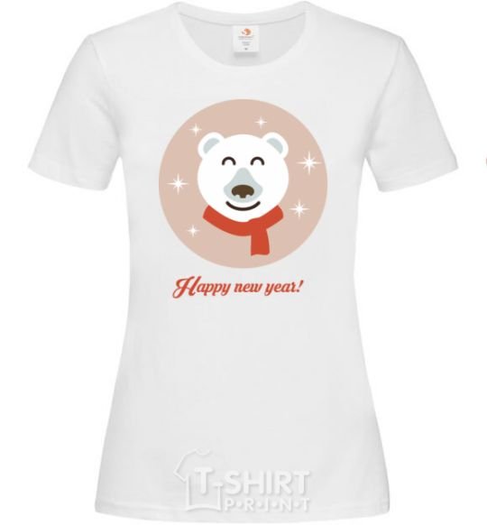 Women's T-shirt New year teddy round White фото