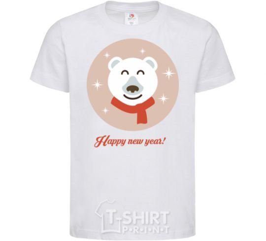 Kids T-shirt New year teddy round White фото